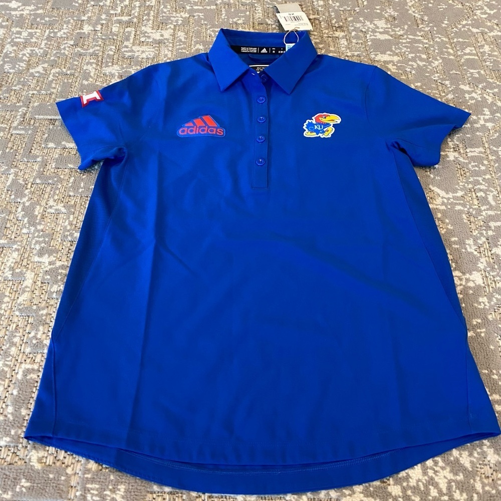 Kansas Jayhawks Adidas Women’s Team Issue Polo Size XS Color Blue